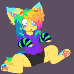 alternative_fashion anthro bodily_fluids clothed clothing erection flustered genital_fluids leaking_precum male precum scene_(fashion) scene_haircut solo sparklefur starcrxshed sourpatch_(starcrxshed) 1:1