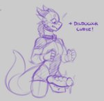 anthro blush clothed clothing dildo genitals male penis sex_toy sex_toy_genitals solo tail alphax10 mythology ellie_(alphax10) dragon mythological_creature mythological_scalie scalie sketch