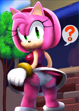 anthro bonnet butt clothing dress female headgear headwear looking_at_viewer panties pink_body smile solo standing tail underwear aerosin sega sonic_the_hedgehog_(series) amy_rose eulipotyphlan hedgehog mammal 2026 hi_res