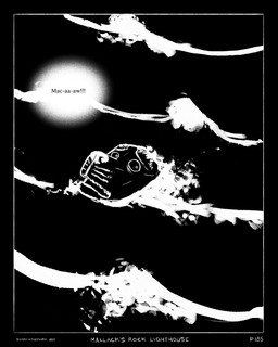 anthro black_background black_border border darkness dialogue facial_scar male markings night panicking scar simple_background solo speech_bubble spray swimming water wave whisker_markings sharkinthepark macleish_(sharkinthepark) canid canine canis domestic_dog mammal 2025 4:5 absurd_res black_and_white comic hi_res monochrome