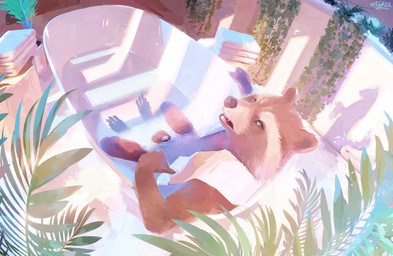 animal_genitalia animal_penis anthro balls bathtub biped brown_balls brown_body brown_eyes brown_fur brown_nose detailed_background feet fingers flaccid fur genitals high-angle_view looking_at_viewer lying male nude on_back open_mouth partially_submerged penis penis_tip plant shadow sheath silhouette silhouetted_body sitting solo teeth therapy toes tongue towel water sidekick guardians_of_the_galaxy marvel rocket_raccoon mammal procyonid raccoon 2025 digital_drawing_(artwork) digital_media_(artwork) hi_res