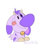 anthro big_nose blep female fusion horn humor long_ears purple_body simple_background simple_eyes solo tongue tongue_out what why young izzipurrito billie_bust_up cartoon_network the_grim_adventures_of_billy_and_mandy billie_(billie_bust_up) billy_(tgaobam) bovid caprine domestic_goat goat mammal hi_res