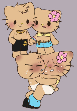 ambiguous_penetration anthro blush blush_lines bodily_fluids canon_couple chibi clothing duo female flower fur hibiscus loli looking_pleasured male male/female penetration plant sex shota suntan sweat swimming_trunks swimwear swimwear_down tan_body tan_fur tan_line tanned whiskers young young_anthro young_on_young aprettymelody sekainoidol hello_kitty_(series) sanrio dear_daniel hello_kitty_(character) bobtail_cat domestic_cat felid feline felis mammal hi_res
