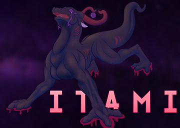 ambiguous_gender bodily_fluids crying ears_down floating galaxy gills glowing glowing_eyes horn name_in_background open_mouth pivoted_ears simple_background solo tail tears text kyain mythology dragon mythological_creature mythological_scalie scalie wingless_dragon english_text hi_res