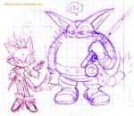 anthro belt clothing duo female fishing_rod footwear hair high_heels male o3o overweight ponytail question_mark sandals shoes tail text melissa_juice sega sonic_the_hedgehog_(series) big_the_cat blaze_the_cat domestic_cat felid feline felis mammal purple_theme sketch url