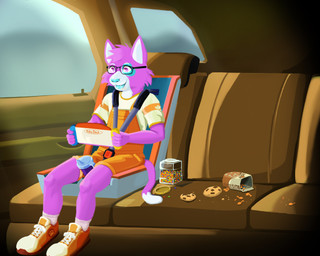 5_fingers ageplay anthro blue_body blue_fur blue_nose car car_seat clothed clothing cookie detailed_background dipstick_tail eyewear fingers food footwear fur glasses harness high_chair infantilism inside_car inside_vehicle male markings messy multicolored_body multicolored_fur open_mouth orange_clothing orange_footwear orange_shoes orange_shortalls overalls pink_body pink_fur pink_tail roleplay shoes shortalls sippy_cup sitting smile socks steamdeck tail tail_markings vehicle white_body white_fur white_tail lemonsqueezy goldfish_crackers domestic_cat felid feline felis mammal 2024 5:4 absurd_res digital_media_(artwork) hi_res