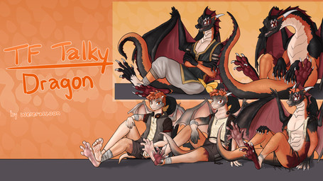 anklet anthro black_body black_scales bottomwear chair claws clothed clothing desk digitigrade electronics eye_scar facial_hair facial_scar feet feral feral_transformation foot_focus full_foot_pawpads full_pad furniture gaming_chair goatee hair headphones headphones_around_neck hoodie horn human_to_anthro human_to_feral jewelry male mid_transformation orange_body orange_eyes orange_scales oversized_clothing padded_palms pawpads paws quadruped red_body red_hair red_pawpads red_scales red_soles scales scar shirt shorts solo species_transformation table tail text topwear transformation transformation_sequence white_body white_skin wings wereraccoon_(artist) mythology zgf_gaming ra'zim dragon human mammal mythological_creature mythological_scalie scaled_dragon scalie 16:9 2026 4k absurd_res english_text hi_res widescreen