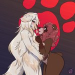 ambiguous_gender anthro anthro_on_anthro brown_body brown_fur duo female fur hair kissing looking_at_viewer nude red_hair side_view simple_background smile cinnamimi jamie_(trololohstuffs) samantha_(cinnamimi) bear canid canine canis domestic_dog mammal 1:1 2022 digital_media_(artwork) hi_res male_(lore) trans_(lore) trans_woman_(lore)