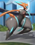 ambiguous_gender black_body black_sclera detailed_background huge_hips huge_thighs hyper hyper_thighs not_furry solo thick_thighs white_eyes wide_hips taranima nintendo pokemon alien deoxys generation_3_pokemon humanoid legendary_pokemon pokemon_(species) speed_forme_deoxys 2020 hi_res signature