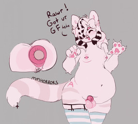 abdominal_bulge anal anal_penetration anal_vore anthro anus balls belly belly_expansion big_butt breasts butt chastity_cage chastity_device clothing cuckold digestion_noises duo expansion female female_prey femboy genitals legwear male male/female male_pred nipple_piercing nipples penetration piercing pink_body puffy_anus same_size_vore slightly_chubby smile smiling_at_viewer stockings tail talking_to_viewer tattoo thick_thighs vore mmhorrors billy_(mmhorrors) domestic_cat felid feline felis humanoid mammal animated short_playtime sound watermark