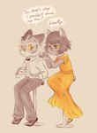 affectionate alternative_fashion anthro art_deco blush blush_lines bob_cut bodily_fluids bottomwear bow_tie braided_fur braided_hair braiding_hair brown_body brown_fur brown_hair canon_couple chair cheek_tuft claws clothed clothed_anthro clothed_female clothed_male clothing daww dialogue dress duo eyelashes facial_tuft female flapper flirting fluffy_fur footwear frown fully_clothed fully_clothed_anthro fully_clothed_female fully_clothed_male fur furniture grabbing_fur hair happy high_heels intimate looking_back love male male/female on_chair orange_pupils pants personal_grooming pupils romantic romantic_ambiance romantic_couple shirt shoes shy sitting sitting_on_chair smile social_grooming striped_body striped_fur stripes styling_hair sweat sweatdrop text topwear tuft whiskers yellow_clothing yellow_dress yellow_eyes yellow_footwear yellow_high_heels danylionmeadow lackadaisy calvin_mcmurray ivy_pepper domestic_cat felid feline felis mammal 2025 absurd_res digital_drawing_(artwork) digital_media_(artwork) english_text hi_res monochrome