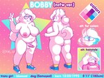2018 4:3 5_fingers anthro areola balls belly belly_overhang big_breasts black_nose blue_eyes blue_sneakers blush bobby_(fluffy_gf) body_hair boots bottomwear breasts broad_shoulders butt canid canine canis character_name cleavage cleavage_cutout clothed clothing curled_tail cutout digital_media_(artwork) domestic_dog english_text erection eyelashes eyewear fingers fluffygirlfriend footwear footwear_only fur genitals gesture glasses gynomorph hair hand_gesture happy_trail hi_res huge_breasts humanoid_hands intersex long_hair looking_at_viewer mammal model_sheet mostly_nude navel nipples nordic_sled_dog overweight overweight_anthro overweight_gynomorph overweight_intersex penis pink_areola pink_clothing pink_nipples pink_penis pink_sweater pink_topwear ponytail raised_tail round_glasses samoyed signature smile snout socks solo spitz standing sweater tail text thick_thighs three-quarter_view topwear trans_(lore) trans_woman_(lore) v_sign white_balls white_body white_fur white_hair yellow_clothing yellow_footwear yellow_socks yellow_topwear