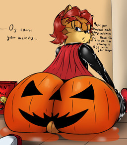anthro balls big_butt blush bodypaint butt cape clothing duo fur genitals hair holidays huge_butt looking_back male paint painted_butt pumpkin_butt text ultimateshadow archie_comics halloween sega sonic_the_hedgehog_(archie) sonic_the_hedgehog_(comics) sonic_the_hedgehog_(series) elias_acorn shadow_the_hedgehog chipmunk eulipotyphlan ground_squirrel hedgehog mammal rodent sciurid english_text hi_res
