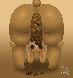 anthro anus ass_up bottomless bristol_type_1 brown_body butt clothed clothing feces feces_in_ass feces_on_ground female food_in_feces genitals glistening glistening_butt hard_feces hard_stool holding_both_legs looking_at_viewer looking_through looking_through_legs looking_through_legs_at_viewer object_in_feces pooping pooping_on_floor presenting presenting_anus presenting_hindquarters rear_view simple_background solo vulva drain_scat animal_crossing nintendo coco_(animal_crossing) lagomorph leporid mammal rabbit hi_res