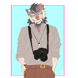anthro bottomwear brown_bottomwear brown_clothing brown_pants camera cheek_tuft clothed clothing ear_piercing ear_stud facial_piercing facial_tuft front_view fur grey_body grey_clothing grey_fur grey_hoodie grey_topwear grin hand_in_pocket hoodie logo looking_at_viewer male neck_tuft nose_piercing nose_ring pants piercing pockets ring_piercing septum_piercing septum_ring simple_background smile solo standing stud_piercing tan_body tan_fur tooth_necklace topwear tuft justkiddinb felid mammal 1:1 artist_logo half-length_portrait hi_res portrait