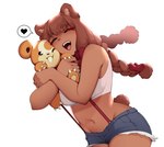 2023 accessory ambiguous_gender anthro bear beau_(luxurias) bow_(feature) bow_accessory bow_ribbon braided_hair brown_bear brown_hair clothed clothing duo embrace eyebrow_through_hair eyebrows eyes_closed female generation_2_pokemon grizzly_bear hair hair_accessory hair_bow hair_ribbon happy heart_reaction heart_symbol hi_res hug long_hair luxurias mammal navel nintendo one_eye_closed open_mouth open_smile pictographics pokemon pokemon_(species) ribbons short_tail simple_background smile speech_bubble tail teddiursa translucent translucent_hair ursine white_background