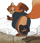 anthro biped clothing feet foot_fetish fur group humanoid_hands macro male orange_body orange_fur outside overalls plant slightly_chubby tree dj-rodney disney zootopia gideon_grey canid canine fox mammal red_fox true_fox 2016 hi_res