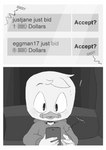 absurd_res anatid anseriform avian bird comic disney duck ducktales ducktales_(2017) english_text furniture hi_res living_room louie_duck male monochrome sofa text threek