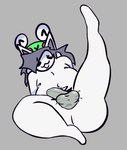 :3 balls body_hair bulge clothing genitals hair hairy_balls hat headgear headwear long_hair male nervous nervous_smile nipples nude overweight overweight_male pubes raised_leg shy small_tail solo tail thick_thighs white_body poundfulpanda undertale undertale_(series) tem_me_(poundfulpanda) temmie_(undertale) humanoid tem