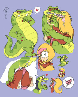 blonde_hair claws clothing fangs female green_eyes hair long_hair male rocker teeth underwear shesamonkey diddy_kong_racing donkey_kong_(series) nintendo rareware dixie_kong krunch_the_kremling alligator alligatorid ape crocodile crocodilian haplorhine kong kremling kritter_(kremling) mammal monkey primate reptile scalie hi_res