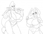 anthro anthrofied bar biceps big_breasts blush breasts clothing cowboy_hat duo female freckles hat headgear headwear huge_breasts inks muscular muscular_female romantic romantic_couple marauder6272 friendship_is_magic hasbro my_little_pony applejack_(mlp) shrapnel_(character) animal_humanoid earth_pony equid equine horse humanoid mammal pony 2013 5:4 black_and_white line_art monochrome