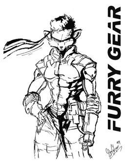 anthro clothing kerchief male solo suit konami metal_gear solid_snake canid canine fox mammal 1999 monochrome sketch source_request