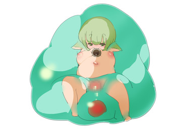 blush bodily_fluids breasts cum female genital_fluids green_eyes green_hair hair inflation inverted_nipples jewelry navel necklace nipples penetration shortstack slightly_chubby slime solo spread_legs spreading translucent translucent_body vaginal vaginal_penetration いめ animal_humanoid goo_creature humanoid mammal 2015 4:3 censored mosaic_censorship