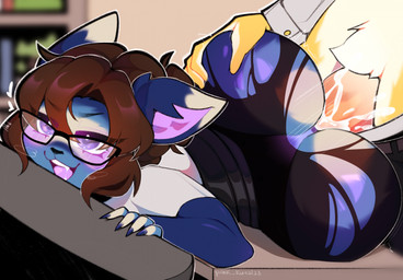 anal anal_penetration anthro anthro_on_anthro anthro_penetrated anthro_penetrating anthro_penetrating_anthro bangs big_butt big_penis black_nose blue_body blue_claws blue_eyes blue_fur bodily_fluids brown_hair butt butt_grab claws clothing cum cum_in_ass cum_inside duo erection eyelashes eyewear faceless_character faceless_male female female_penetrated from_behind_position fur genital_fluids genitals glasses hair hair_bun hand_on_butt humanoid_genitalia humanoid_penis inside legwear long_eyelashes looking_pleasured lying male male/female male_penetrating male_penetrating_female markings motion_lines on_front open_mouth pantyhose penetration penile penile_penetration penis penis_in_ass pink_penis purple_tongue sex shirt solo_focus tan_markings tongue topwear torn_clothing torn_legwear torn_pantyhose wearing_glasses white_clothing white_shirt white_topwear yellow_body yellow_fur pink_kutal23 felix_(toastflipper) vikky_(toastflipper) domestic_cat felid feline felis mammal 2025 colored digital_drawing_(artwork) digital_media_(artwork) hi_res shaded