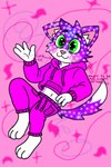 3_toes :3 anthro barefoot belly blush bottomwear clothing cosmic_fur crop_top cropped_hoodie description ears_down feet flustered fur glowing green_eyes hand_in_air happy heart_nose heart_symbol hood_down hoodie looking_at_viewer male midriff navel pants pink_background pink_bottomwear pink_clothing pink_hoodie pink_pants pink_topwear pivoted_ears purple_body purple_fur shirt simple_background solo toes topwear white_belly gold_mine0 nova_(gold_mine0) domestic_cat felid feline felis mammal 2:3 hi_res