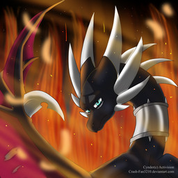 2_horns black_body black_scales cheek_spikes claws closed_frown collar facial_markings facial_spikes female female_feral feral fire forehead_markings frown frowning_at_viewer grey_collar grey_markings head_markings horn horn_sheath light long_neck looking_at_viewer markings membrane_(anatomy) membranous_wings mouth_closed notched_wings red_wings scales solo spikes spikes_(anatomy) text thin_eyebrows white_claws white_horn white_spikes wing_claws wings mixed_bandicoot_girl activision mythology spyro_the_dragon the_legend_of_spyro corrupt_cynder dragon mythological_creature mythological_scalie scalie winged_dragon 1:1 2017 absurd_res bust_portrait colored digital_drawing_(artwork) digital_media_(artwork) english_description hi_res lighting portrait shaded url