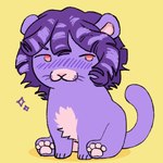 blush blush_lines chibi curled_hair feral front_view hair looking_at_viewer male markings pink_eyes purple_blush purple_body simple_background sitting smile smiling_at_viewer solo sparkles toony whiskers white_markings furward_thinker furward_thinker_(character) felid mammal 1:1 2024 colored digital_drawing_(artwork) digital_media_(artwork) hi_res icon portrait shaded