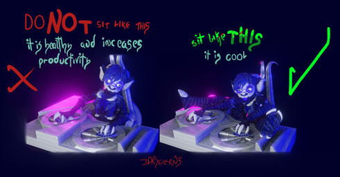 anthro blue_light bone chair computer_mouse curved_horn dark_body dark_fur desk eyewear fur furniture glasses glowing glowing_eyes glowing_glasses hair hooves horn male meme_pose neon_lights on_chair pink_light sitting sitting_on_chair skull skull_head solo table text tongue tongue_out just_dryvern blender_eevee ram_(just_dryvern) bovid caprine mammal sheep 3d_(artwork) absurd_res blender_(artwork) digital_media_(artwork) english_text hi_res meme