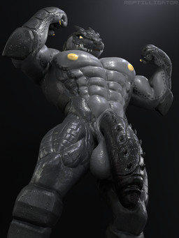 anthro balls big_muscles big_penis black_penis genitals grey_body grey_scales huge_penis humanoid_genitalia humanoid_penis hyper hyper_genitalia hyper_penis long_penis male muscular muscular_male nipples nude pecs penis scales solo teeth vein wet wet_body reptilligator reptilligator_(modeler) mythology danzer_(reptilligator) alligator alligatorid crocodilian dragon hybrid mythological_creature mythological_scalie reptile scalie 3:4 3d_(artwork) digital_media_(artwork) hi_res
