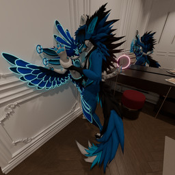 4_ears anthro bodily_fluids cum duo erection feathered_wings feathers fur genital_fluids genitals knot male male/male mirror multi_ear nude penetration penis pinned pinned_to_wall standing tail winged_arms wings endoras endoras_(character) avali canid canine mammal rexouium 1:1 3d_(artwork) blender_(artwork) digital_media_(artwork) hi_res