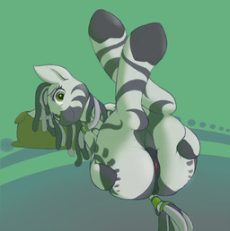 animal_genitalia animal_vulva anus dreadlocks equine_anus equine_genitalia equine_vulva female feral genitals legs_up looking_at_viewer lying nude on_back presenting presenting_vulva smile solo vulva maali hasbro my_little_pony equid equine mammal zebra hi_res
