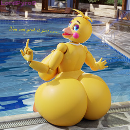 anthro back_boob beak big_breasts big_butt blue_eyes blush blush_stickers breasts butt detailed_background dialogue feather_hair feathers female foot_in_water huge_breasts huge_butt looking_at_viewer looking_back looking_back_at_viewer machine nude nude_anthro nude_female one_finger_up outside pseudo_hair rear_view robot_joints sitting solo swimming_pool talking_to_viewer text wide_hips yellow_body lpyro9 mipsmiyu_(modeler) five_nights_at_freddy's five_nights_at_freddy's_2 scottgames runaboo_chica toy_chica_(fnaf) avian bird chicken galliform phasianid robot 1:1 2024 3d_(artwork) artist_name digital_media_(artwork) english_text