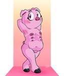 anthro blush bodily_fluids cloven_hooves curled_tail female hooves multi_nipple nipples overweight overweight_female solo sweat tail young young_anthro boyhowdy fan_character domestic_pig mammal suid suine sus_(pig) hi_res