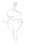 anthro big_breasts breasts clothed clothing female huge_breasts hyper hyper_breasts jogging nipple_outline obese obese_anthro obese_female overweight overweight_anthro overweight_female solo standing laurel_dog giraffe giraffid mammal hi_res monochrome