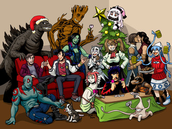 5_fingers absolutely_everyone anthro arm_tattoo armband bare_chest black_boots black_clothing black_footwear black_hair blue_armband blue_body blue_hair blue_letterman_jacket blue_skin boots brown_body brown_floor brown_hair brown_skin candy canon_couple card chocolate chocolate_chip_cookie chocolate_chips christmas_clothing christmas_decorations christmas_headwear christmas_ornament christmas_tree clothing cookie crowded dessert eyestalks female female/female feral fingers fist_bump flower food footwear furniture gesture green_body green_skin grey_body grey_scales group hair hand_on_another's_back hat headgear headwear holding_cookie holding_flower holding_food holding_object holding_plate holding_rose holidays jacket kiss_on_lips kissing large_group letterman_jacket male open_mouth ornament pink_clothing pink_hat pink_headwear pink_tongue plant playing_card pseudo_hair red_clothing red_jacket red_shirt red_sofa red_sweater red_tattoo red_topwear rose_(flower) santa_hat scales sharp_teeth shirt shoes showing_teeth sleeveless_dress smile smirking_at_another sofa star_ornament sweater tattoo teeth tentacle_hair tentacles tongue tongue_out topwear tree twintails_(hairstyle) white_hair strangefour aoi_honoo avatar:_the_last_airbender christmas godzilla_(series) guardians_of_the_galaxy gundam_build_fighters_try hitsugi_no_chaika jojo's_bizarre_adventure kantai_collection marvel marvel_cinematic_universe nickelodeon space_dandy squid_girl_(series) star_wars stardust_crusaders the_legend_of_korra toho asami_sato chaika_trabant dandy_(space_dandy) drax_the_destroyer gamora godzilla godzilla_(2014) groot iggy_(jjba) korra meow_(space_dandy) migi_(parasyte) moyuru_honoo northern_ocean_princess peter_quill rocket_raccoon sakasaki_kaoruko squid_girl_(squid_girl) alien alien_humanoid animal_humanoid betelgeusian boston_terrier canid canine canis cephalopod cephalopod_humanoid domestic_dog elemental_creature flora_colossus flora_fauna gamorrean human humanoid hunting_dog kaiju mammal marine marine_humanoid mollusk mollusk_humanoid molosser parasyte procyonid raccoon small_molosser squid_humanoid terrier toy_dog 2014 4:3 crossover digital_drawing_(artwork) digital_media_(artwork) english_description signature traditional_media_(artwork)