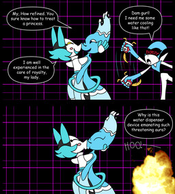 boop explosion eye_contact female female/female hug kiss_on_lips kissing lips looking_at_another machine nose_boop nose_bump nose_to_nose text thick_lips toony water mepwep deltarune undertale_(series) miss_mizzle queen_(deltarune) tasque_manager animate_inanimate cuptain darkner elemental_creature elemental_humanoid felid feline humanoid mammal mizzle_(deltarune) robot water_creature comic english_text