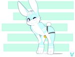 anthro bent_over blush bulge butt chibi clothing eyewear glasses jockstrap male simple_background solo underwear young epicbunbun lagomorph leporid mammal rabbit 4:3 absurd_res hi_res