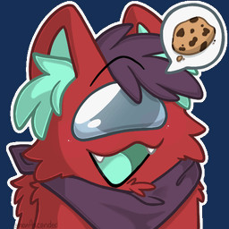 1_eye ambiguous_gender anthro black_lips blue_body blue_eyes blue_fur blue_insides blue_mouth blue_tongue blush candy chocolate chocolate_chip_cookie chocolate_chips clothed clothing cookie cyan_insides cyan_mouth dessert emote fangs food fur hair hankerchief lips mouth_closed open_mouth pointy_ears purple_hair red_body red_fur simple_background smile solo speech_bubble teeth text tongue transparent_background demon_ascended among_us innersloth jimmy_(jimmyrobot15) akita canid canine canis domestic_dog mammal spitz 1:1 alpha_channel animated colored digital_drawing_(artwork) digital_media_(artwork) english_text low_res shaded signature male_(lore)