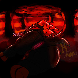 anus big_butt butt cheek_tuft commanding_viewer detailed_background facial_tuft feral fluffy fluffy_tail glowing glowing_anus hell hooves horn lava lying male offering_sex on_front red_eyes solo tail tuft hurricane_weaver bovid caprine caprine_demon demon goat goat_demon mammal 1:1
