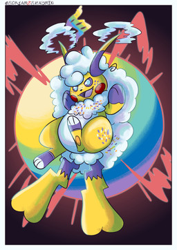 2_tails blue_pupils border female freckles gloves_(marking) leg_markings markings multi_tail pupils purple_eyes purple_tongue red_cheeks simple_background slightly_chubby socks_(marking) tail tongue white_border screamoshaymin nintendo pokemon pokemon_legends_z-a fan_character generation_6_pokemon generation_9_pokemon hybrid mega_altaria mega_evolution mega_raichu mega_raichu_x pokemon_(species) absurd_res hi_res signature