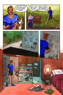 bedroom building clothes_on_floor clothing collar dialogue dog_walking duo_focus facial_hair female feral group hair inside leash leashed_collar male multi_nipple muscular muscular_human muscular_male nipples nun nun_outfit outside park petting rolling speech_bubble text transformative_collar walking comictf canid canine canis domestic_dog human mammal comic english_text hi_res traditional_media_(artwork)