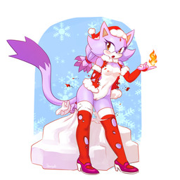 anthro armwear bag biped blush breasts bridal_gauntlets brown_eyes christmas_clothing christmas_headwear clitoris clothing countershading eyelashes female fire footwear front_view fur genitals hair hat headgear headwear high_heels holidays jacket legwear looking_at_viewer mostly_nude nipples open_mouth panties ponytail purple_body purple_fur purple_hair santa_hat shoes small_breasts solo standing stockings surprised thigh_highs topwear torn_clothing torn_legwear torn_stockings underwear vulva white_body white_countershading white_fur sparkydb christmas sega sonic_the_hedgehog_(series) blaze_the_cat domestic_cat felid feline felis mammal 1:1 2016 absurd_res hi_res