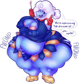 ambiguous_gender anthro belly belly_markings belly_squish big_butt bodily_fluids butt clothed clothing cloud erect_nipples expansion female female_anthro gloves growth growth_sequence gynomorph handwear intersex lipstick makeup markings nipple_fetish nipple_outline nipples obese obese_ambiguous obese_anthro obese_female obese_gynomorph obese_humanoid obese_intersex overweight overweight_ambiguous overweight_anthro overweight_female overweight_gynomorph overweight_humanoid overweight_intersex pouch_(anatomy) raised_clothing semi-anthro squish sweat sweating_profusely text thigh_expansion torn_clothing wardrobe_malfunction weight_difference weight_gain kwakwackers deltarune undertale_(series) elnina_(deltarune) air_creature elemental_creature humanoid living_cloud monster monstrous_humanoid english_text