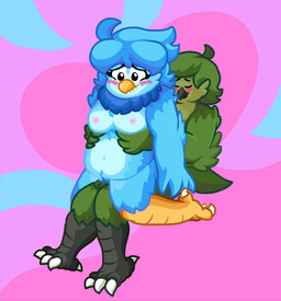 Rating: e
ID: 5696321
Date: 2025-07-09 03:02:17 -0400
Status: pending
Score: 0
absurd_res anthro avian bird blush caustic_bubonic duo fan_character female fluffy genderfluid grabbing_sides hi_res male male/female martlet_(undertale_yellow) slightly_chubby slightly_chubby_female undertale_yellow post #5696321