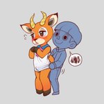 anthro blush bottomless bowl_cut clothed clothing dialogue duo embarrassed erection erection_under_clothing femboy hooves horn human_on_anthro interspecies male male/male tenting menhou animal_crossing nintendo beau_(animal_crossing) antelope bovid human mammal 1:1 censored pictographics