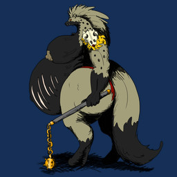 anthro bone breasts female flail hyper hyper_pregnancy melee_weapon mohawk pregnant skull solo vein veiny_breasts weapon vwpologt dungeons_and_dragons hasbro wizards_of_the_coast gnoll hyena mammal 1:1 alpha_channel hi_res